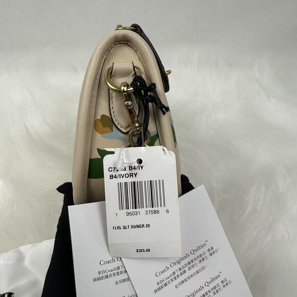 Coach Swinger Bag 20 With Quilting And Floral Bouquet Print New With Defects - Picture 6 of 9